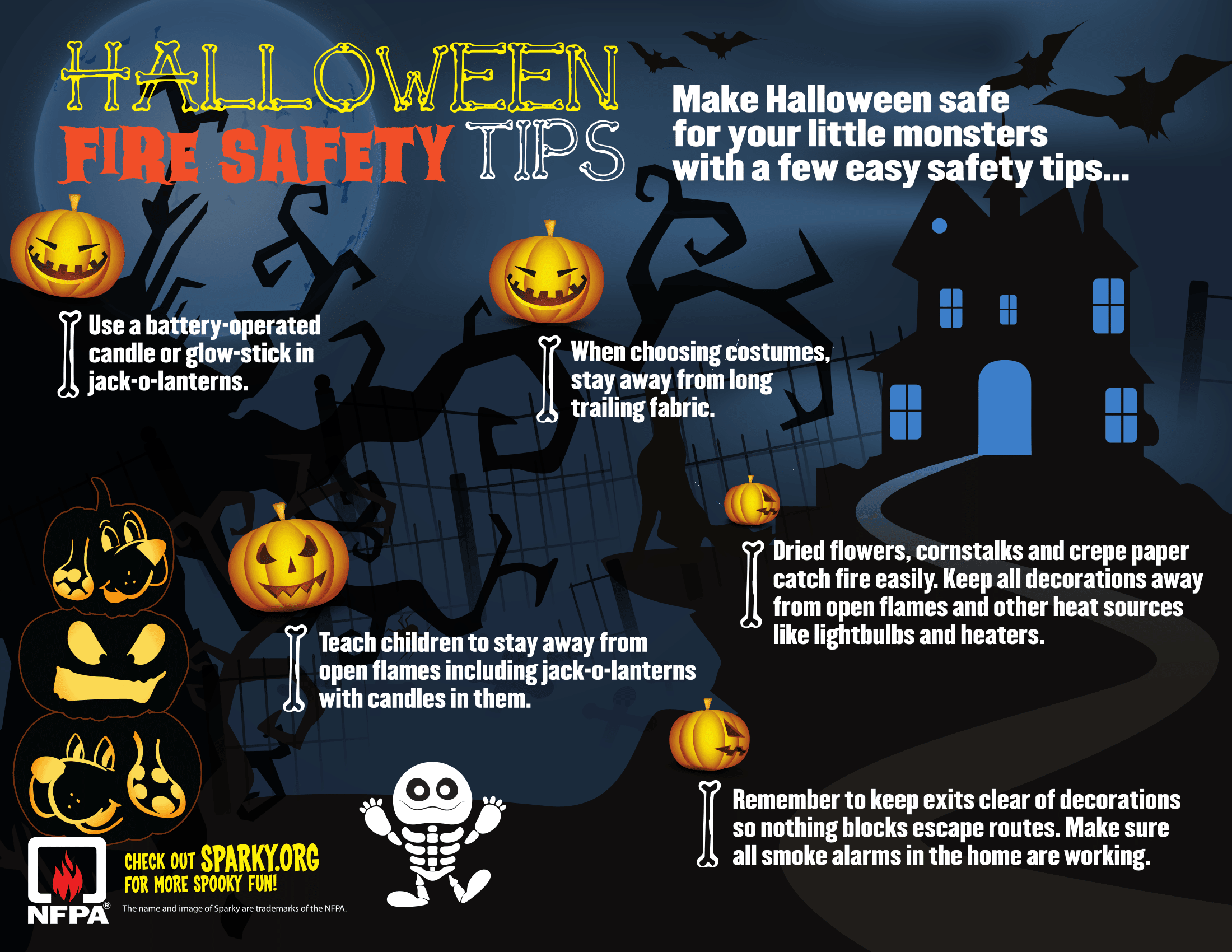 Infographic of Halloween fire safety tips